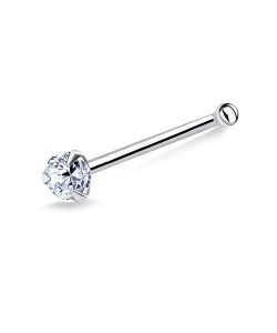 2mm Round CZ Silver Bone Nose Stud NSKD-109